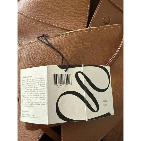 Polène Large Cyme Bag Textured Italian Calfskin Leather Tote w/ Box & Dust Bag - Picture 5 of 14